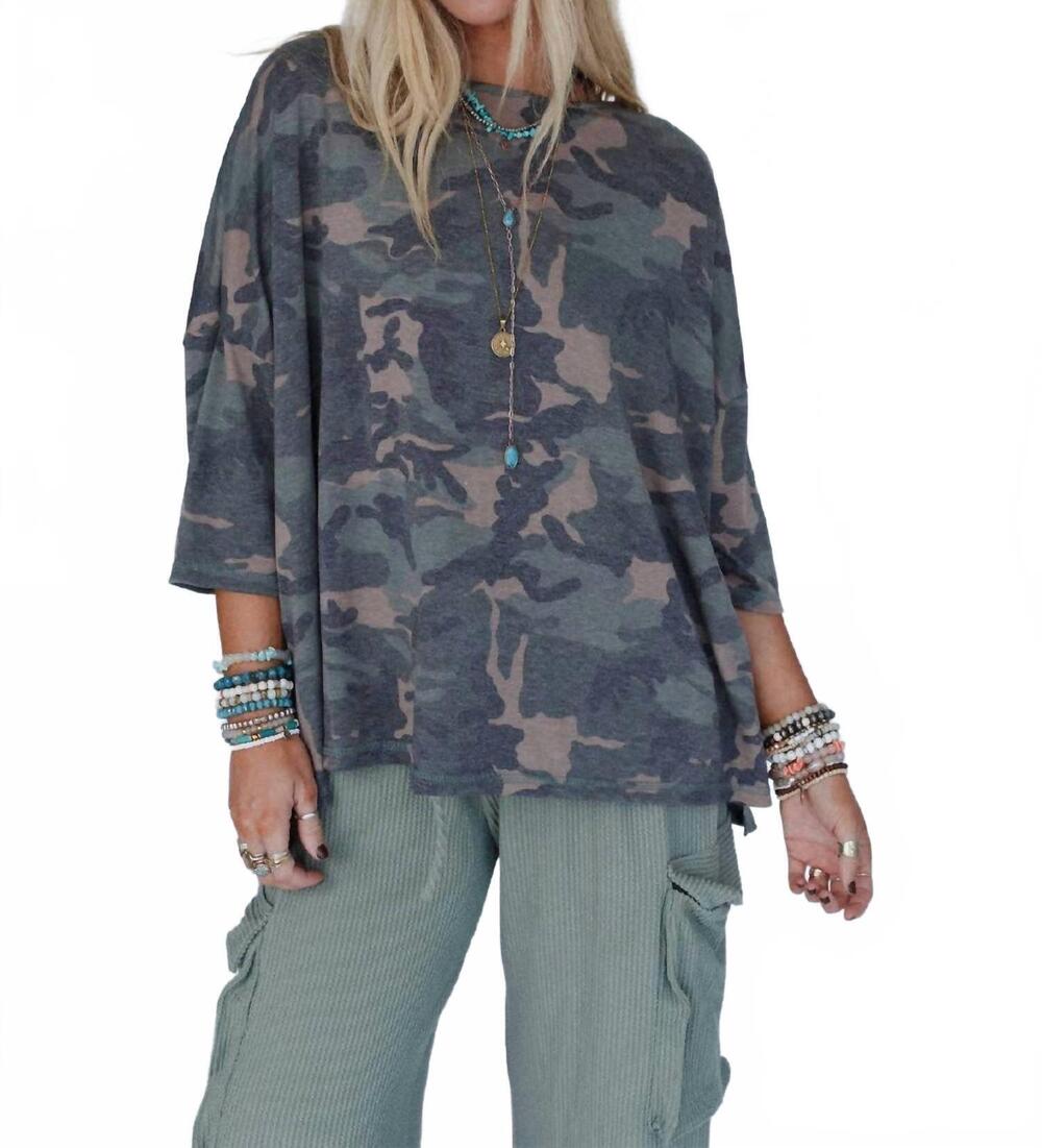 NEW THREE BIRD NEST country girl camo top in army